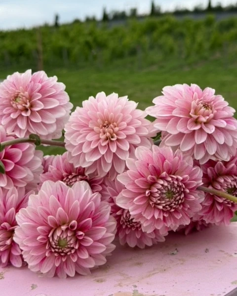 Dekoracyjna dalia Strawberry Cream - Kwiat o nierównym kolorze